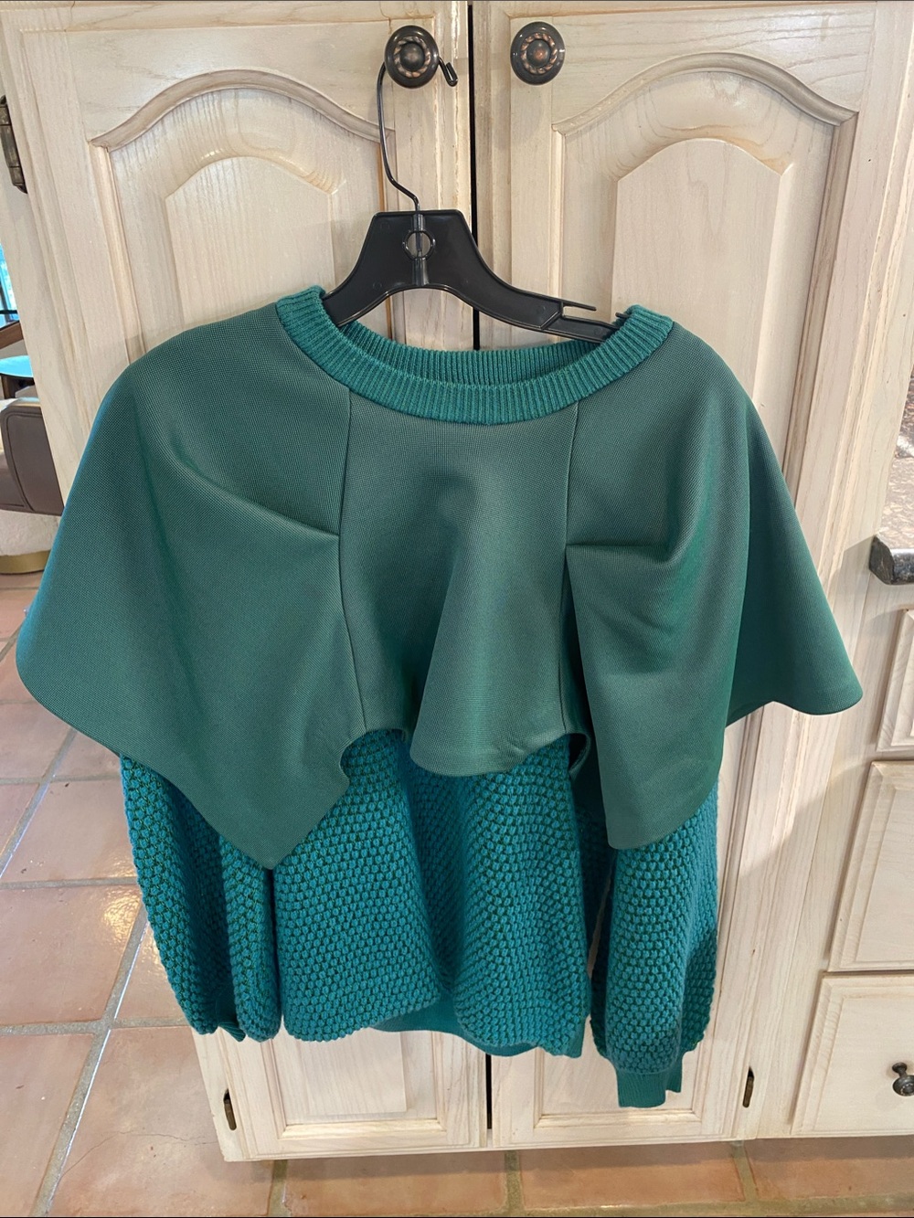 Johanna Ho Emerald Green Cape Knit Poncho Sweater